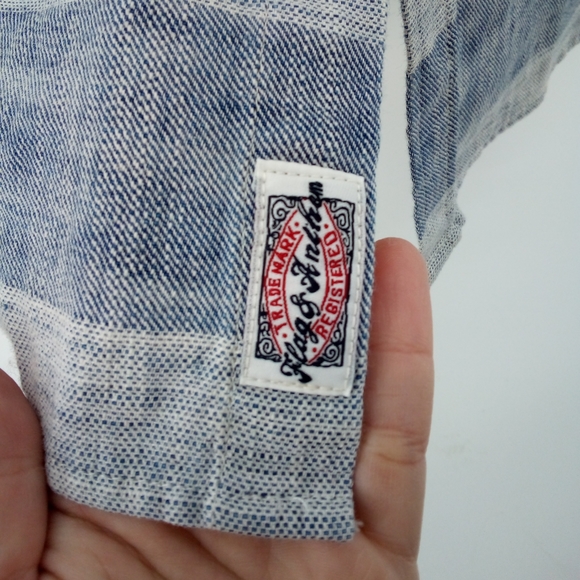 Flag & Anthem Mason Striped SS 100% Cotton Blue Men's Casual Button Down - Picture 5 of 8